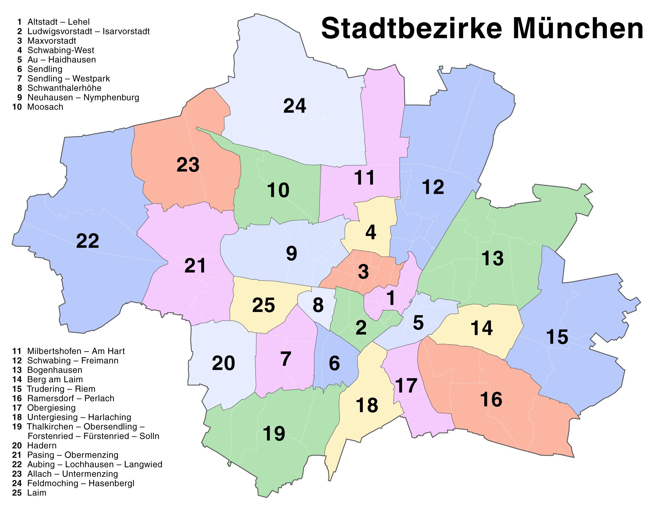 Münchenin lähiössä kartta - KARTTA münchenin lähiössä (Baijeri - Saksa)