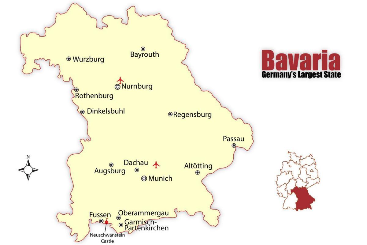 Kartta saksa osoittaa münchen
