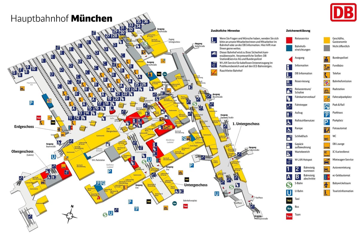 münchen hbf kartta