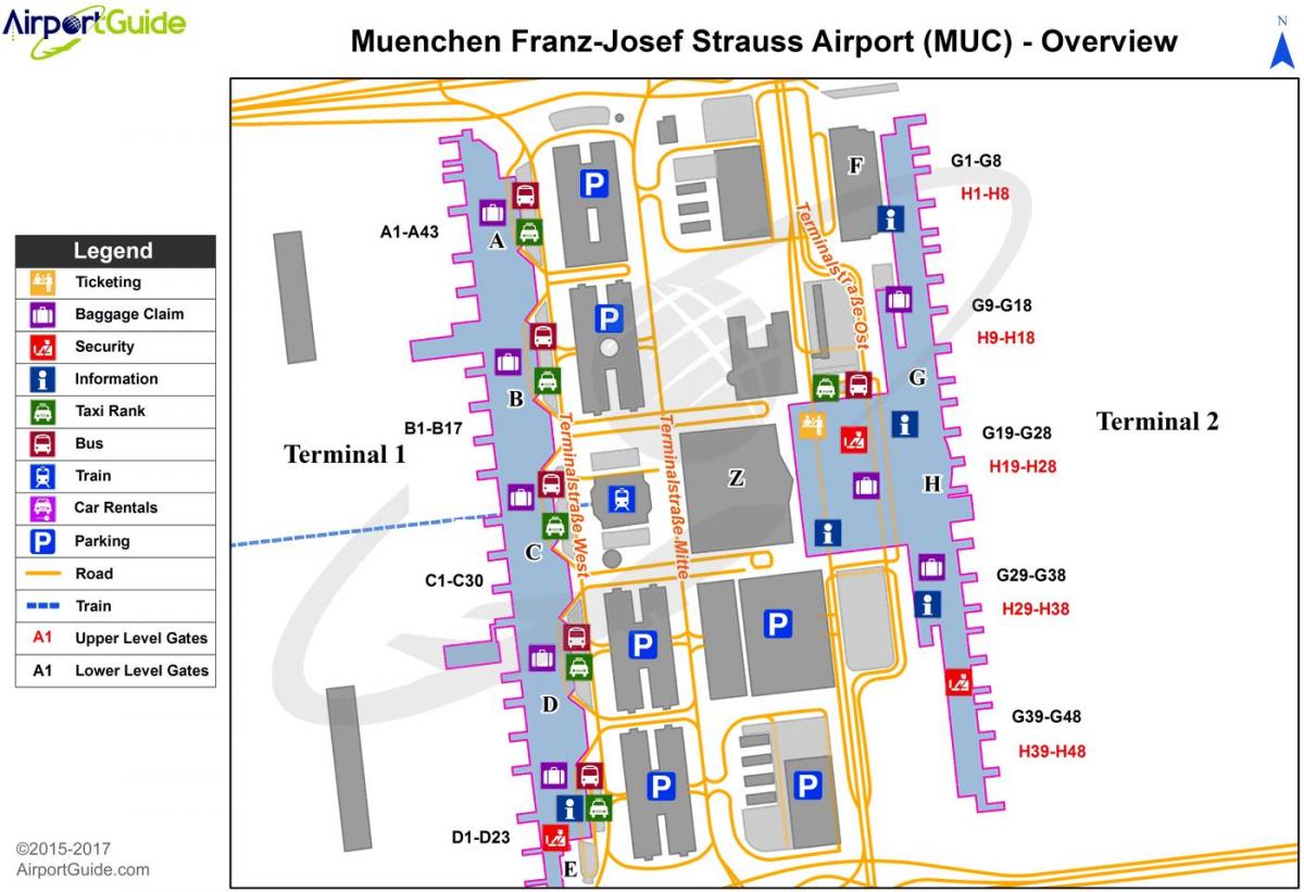 münchenin kansainvälinen lentokenttä kartta