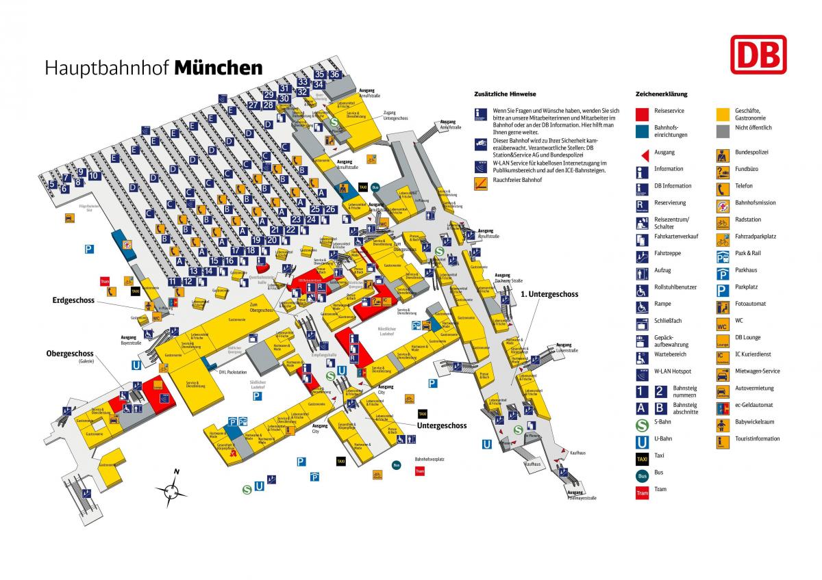 münchenin hbf-alustan kartta
