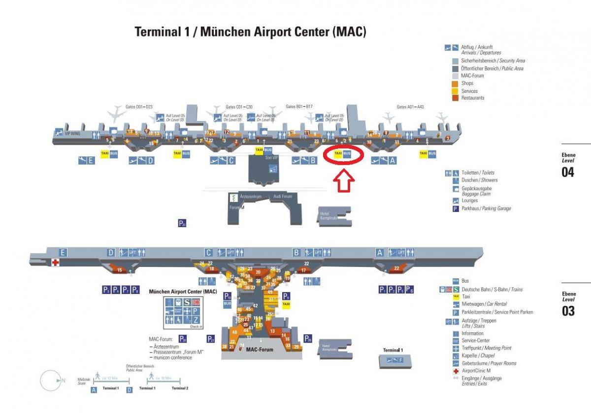 Kartta münchenin lentokenttä terminaali 1