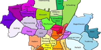 Münchenin kaupunginosat kartta