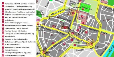 Kartta münchen city center-nähtävyydet